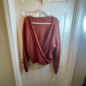 Womens Free People  burnt orange, acrylic,wrap sweater